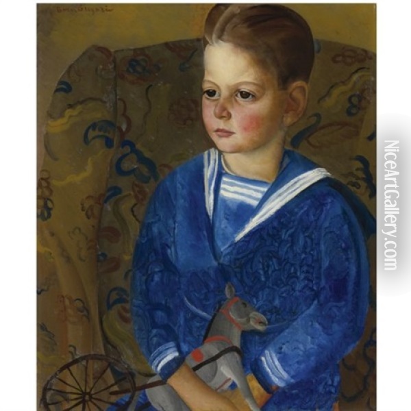 Boy In A Sailor Suit Oil Painting - Boris Dmitrievich Grigoriev