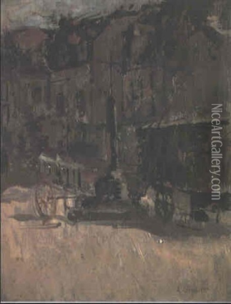 Market Cross, Dieppe Oil Painting - Walter Sickert