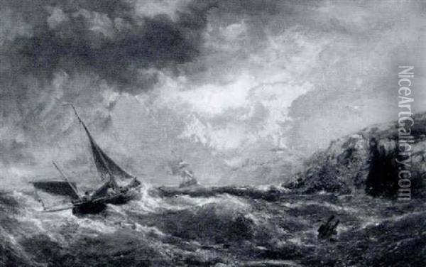 A Fresh Gale, Swansea Oil Painting - Edwin Hayes