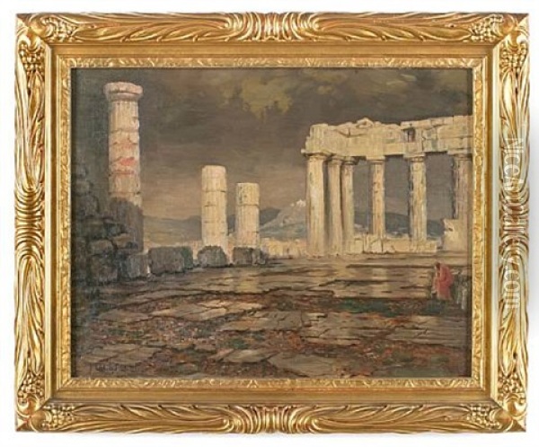 Figure Amidst The Ruins Of Persepolis Oil Painting - John Colin Forbes