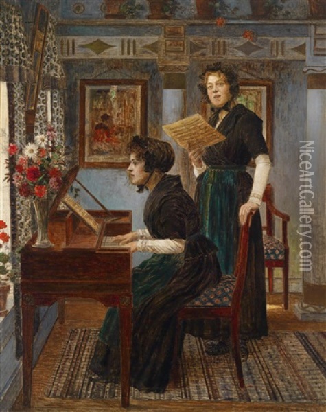 Die Gesangsstunde Oil Painting - Walter Firle