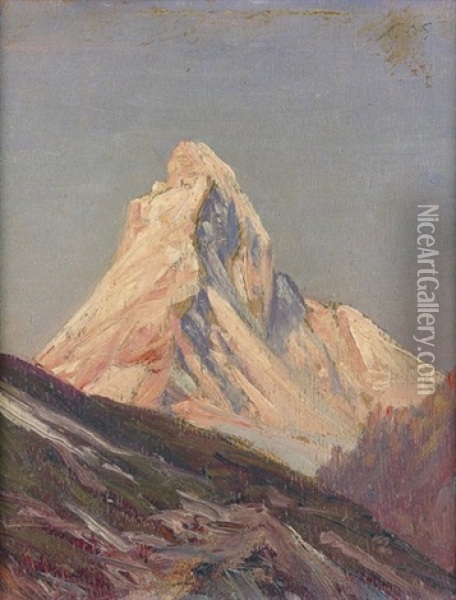 Das Matterhorn Im Abendrot Oil Painting - Albert Henri John Gos