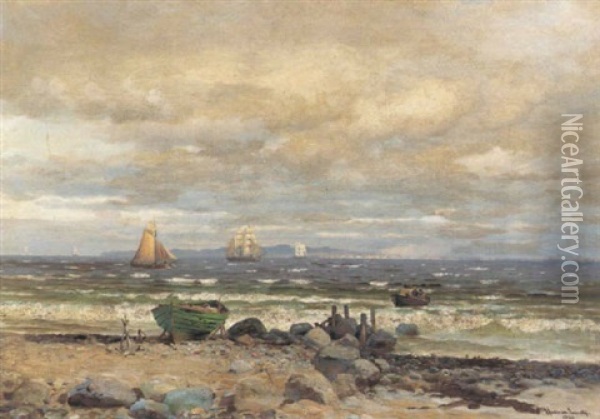 Pa Stranden Nord For Kronborg Oil Painting - Anders Andersen-Lundby