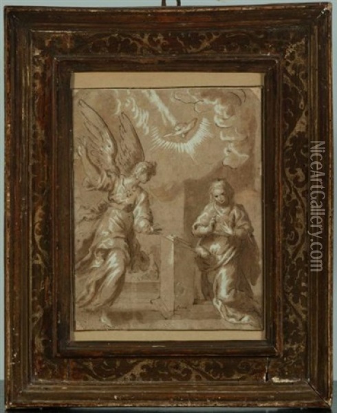 L'annonciation Oil Painting - Jacopo Palma il Giovane