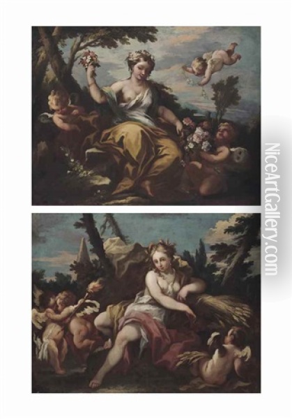 Flora; And Ceres Oil Painting - Paolo de Matteis