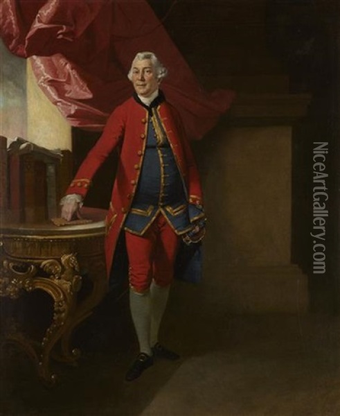 Full Length Portrait Of Sir William Young, Governor Of St. Domenica Oil Painting - Johann Joseph Zoffany