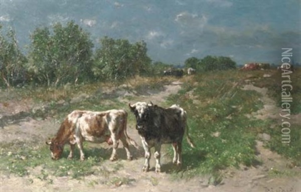 Cattle Grazing In The Dunes Oil Painting - Johannes Hubertus Leonardus de Haas