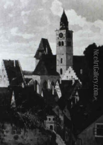 Blick Auf Das St. Nikolaus-m_nster In Sberlingen Oil Painting - Reinhold Koch-Leuthen