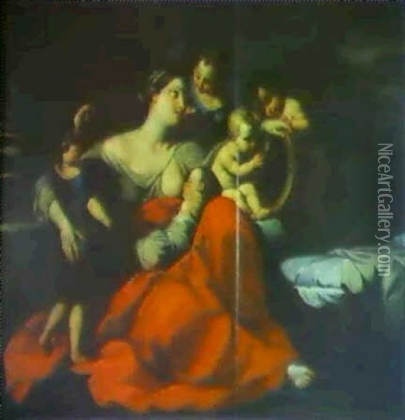 Caritas Romana, Eine Allegorie Der Funf Sinne Oil Painting - Carlo Cignani