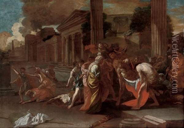 A Massacre Oil Painting - Andrea di Leone