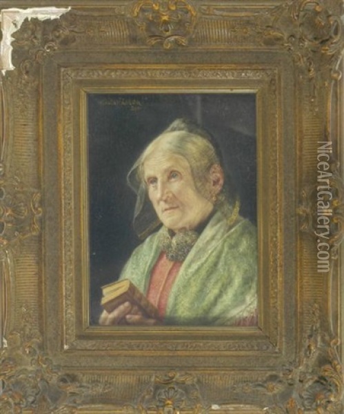 Portrait Einer Alteren Dame In Tracht Mit Buchlein Oil Painting - Gustav Koehler