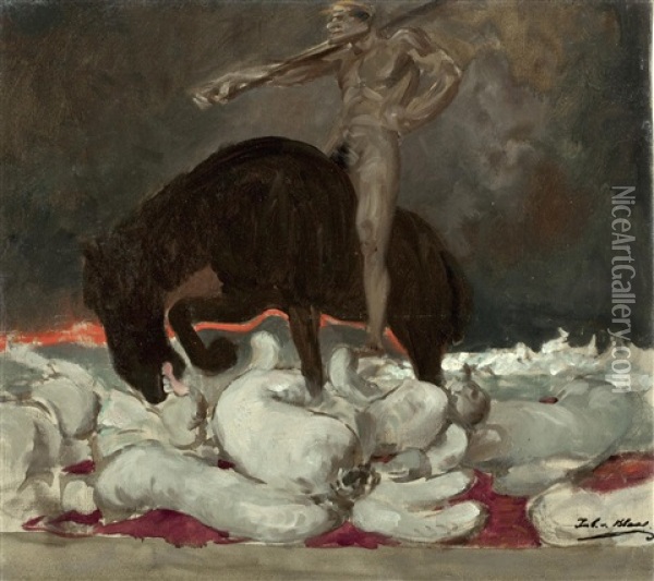 Apokalyptischer Reiter, Allegorie Des Krieges Oil Painting - Julius von Blaas