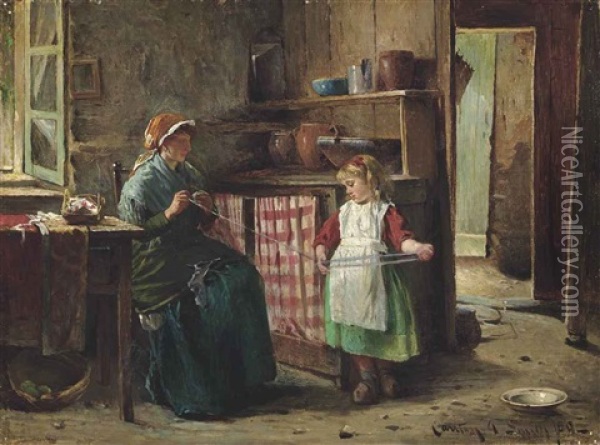 Mother's Little Helper Oil Painting - Carlton Alfred Smith