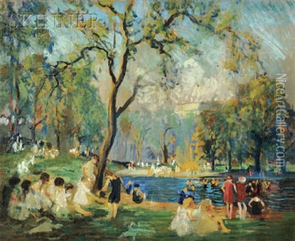 The Public Garden, Boston Oil Painting - Arthur Clifton Goodwin