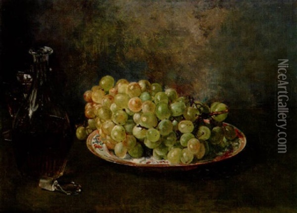 Stilleben Med Grona Druvor Och Remmare Oil Painting - Anna Katarina Munthe-Norstedt