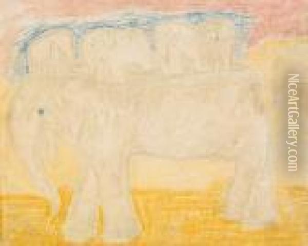 Elefant Med Ungar Pa Ryggen Oil Painting - Carl Fredrik Hill