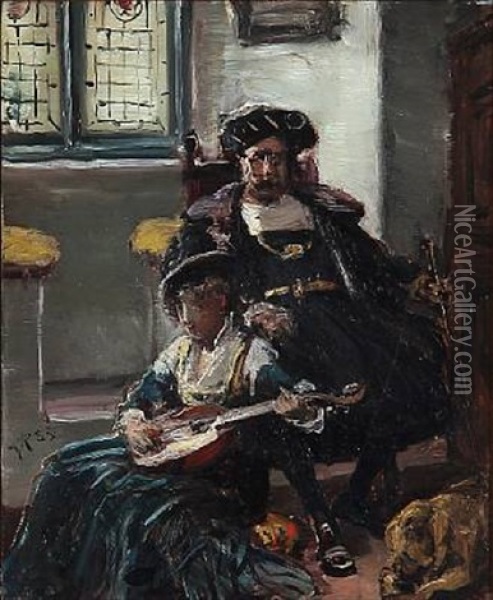 Christian Ii Og Hans Elskerinde Dyveke (study) Oil Painting - Vilhelm Rosenstand