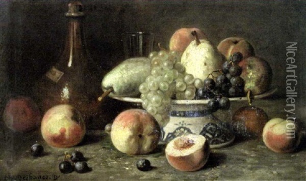 Nature Morte Aux Fruits Oil Painting - Charles Felix Edouard Deshayes