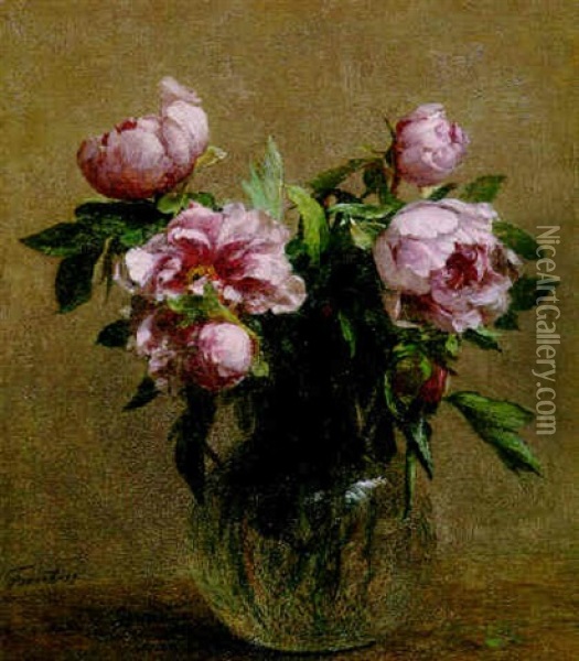 Vase De Pivoines Oil Painting - Henri Fantin-Latour