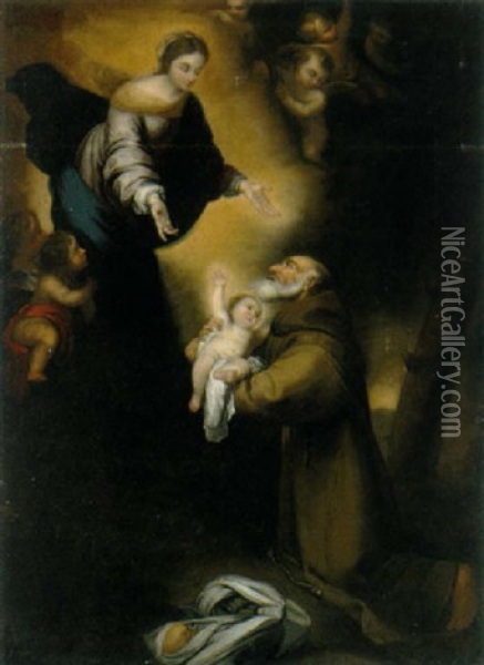 Der Heilige Felix Von Cantalice, Wiederholung Nach Dem Original Im Museo De Bellas Artes In Sevilla Oil Painting - Bartolome Esteban Murillo
