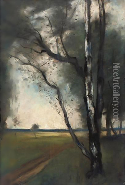 Birken Am Waldrand Oil Painting - Lesser Ury