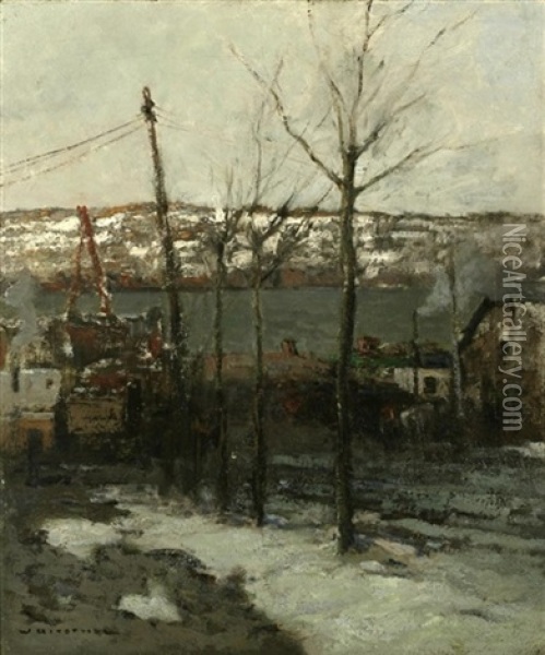 Thaw On 125th St., New York Oil Painting - William Ritschel