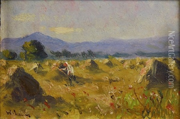 Hayfield Oil Painting - William Keith