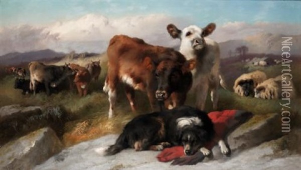 The Herdsman's Dog Oil Painting - George William Horlor
