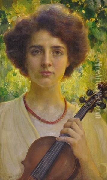 Portret Virtuosky Oil Painting - Frantisek Dvorak