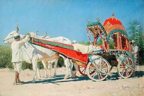 Vehicle of a Rich Man in Delhi, 1874-76 Oil Painting - Vasili Vasilyevich Vereshchagin