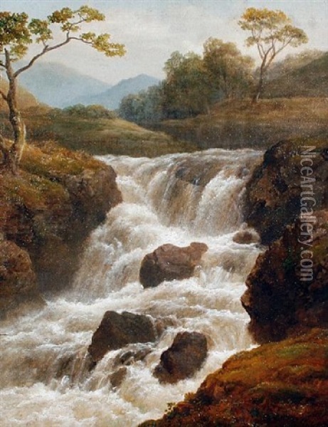 Waterfalls (pair) Oil Painting - Edmund Gill