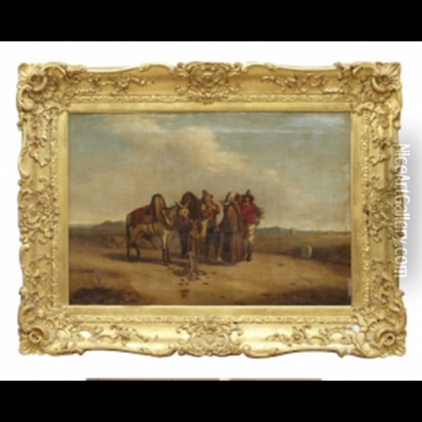 Rastande Sallskap Med Asnor Oil Painting - Rosa Bonheur