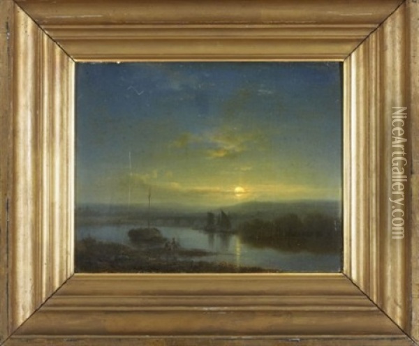 Manskenslandskap Med Fiskare Oil Painting - Jacobus Loerenz Sorensen