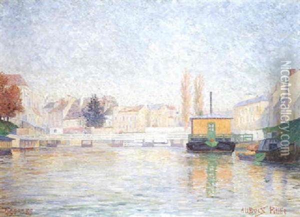 Meaux, La Passerelle Oil Painting - Albert Dubois-Pillet