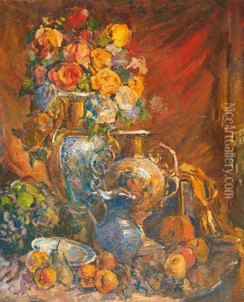 Nature Morte Aux Roses Oil Painting - Nicolai Nicolaievitch Sapounov