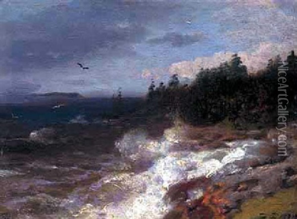 Stonington, Maine Oil Painting - Hermann Herzog