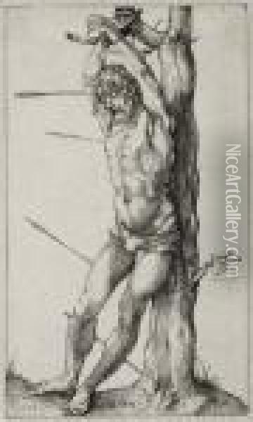 St. Sebastian Bound To The Tree Oil Painting - Albrecht Durer