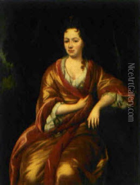 Sittande Hogrestandskvinna I Parklandskap Oil Painting - Nicholas van Ravesteyn II