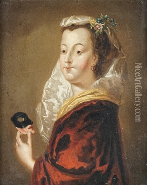 Kvinna Med Mask Oil Painting - Christian Wilhelm Ernst Dietrich
