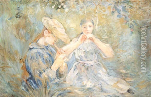 Le Flageolet Oil Painting - Berthe Morisot