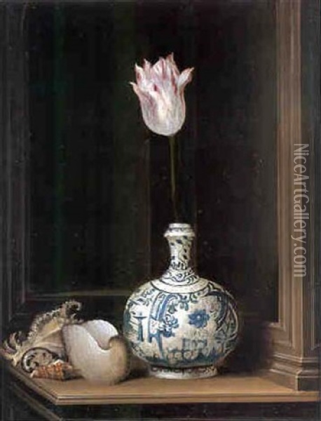 Nature Morte A La Tulipe Oil Painting - Dirck Van Delen