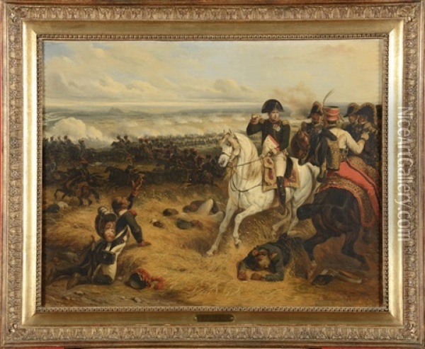Napoleon Sur Le Champ De Bataille De Wagram (?) Oil Painting - Hippolyte Bellange