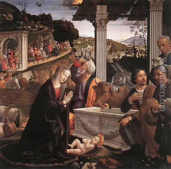 Adoration of the Shepherds 1482-85 Oil Painting - Domenico Ghirlandaio