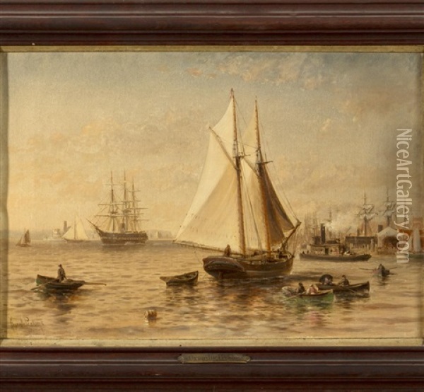 New York Harbor Oil Painting - Granville Perkins