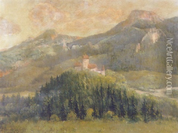 Schlos Runkelstein (sudtirol) Oil Painting - Franz Von Defregger