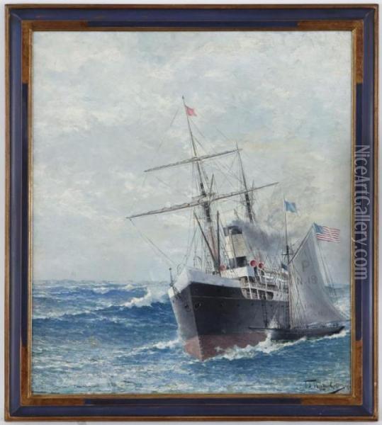 Bateau A Vapeur Oil Painting - Franz Muller-Gossen