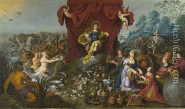 Le Monde Rendant Hommage A Apollon Oil Painting - Hans Jordaens III