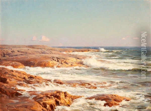 Branningar Vid Kusten, Marstrand Oil Painting - Johan Fredrik Krouthen