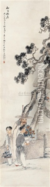 Pine And Chrysanthemum Oil Painting -  Shen Xinhai