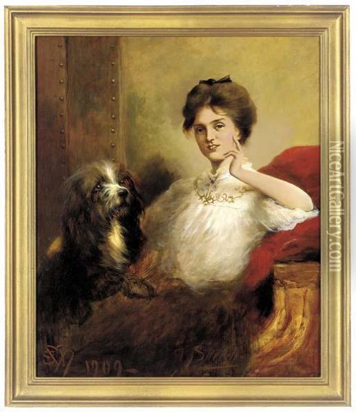 Portrait Of A Lady Oil Painting - Edwin Douglas